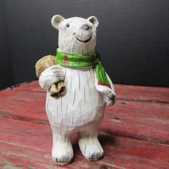 Other - Christmas Polar Bear Figurine Statue with Scarf & Sack Winter Holiday Decor NEW